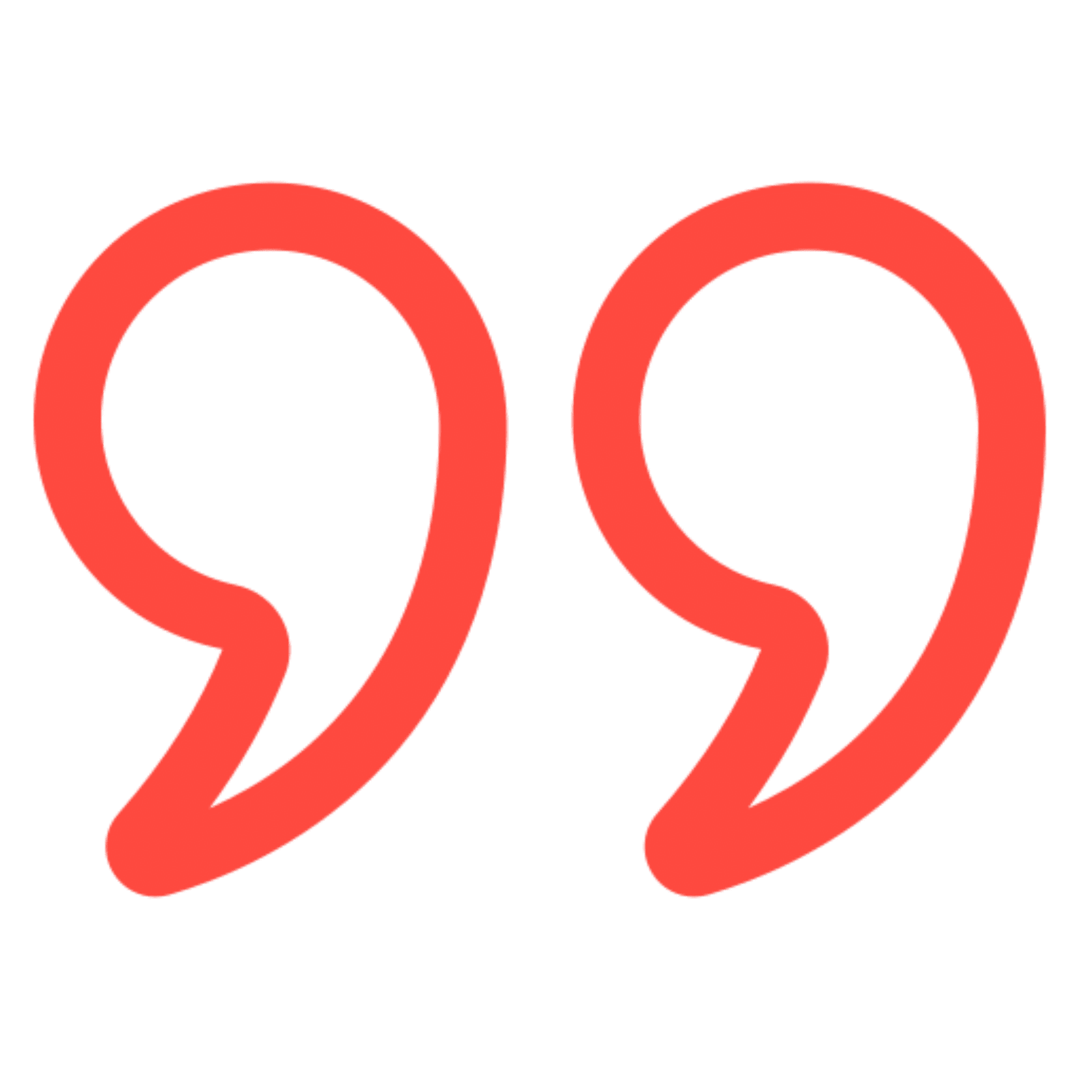 Red quotation marks on black background.